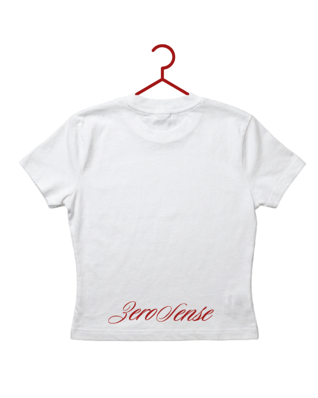 tricou alb bodycon usor transparent streetwear zero sense cu text rosu 