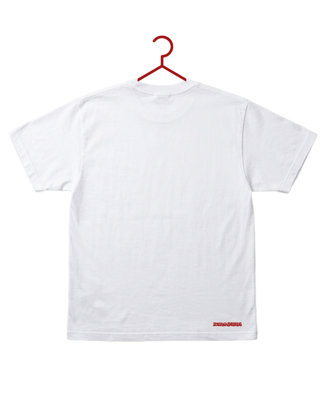 tricou alb oversized streetwear zero sense cu text rosu 