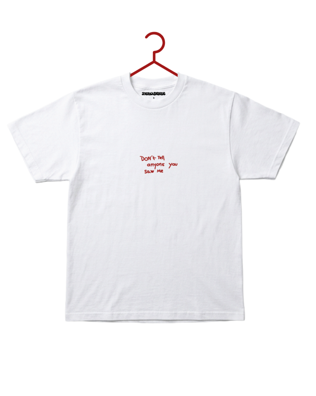 tricou alb oversized streetwear zero sense cu text rosu 