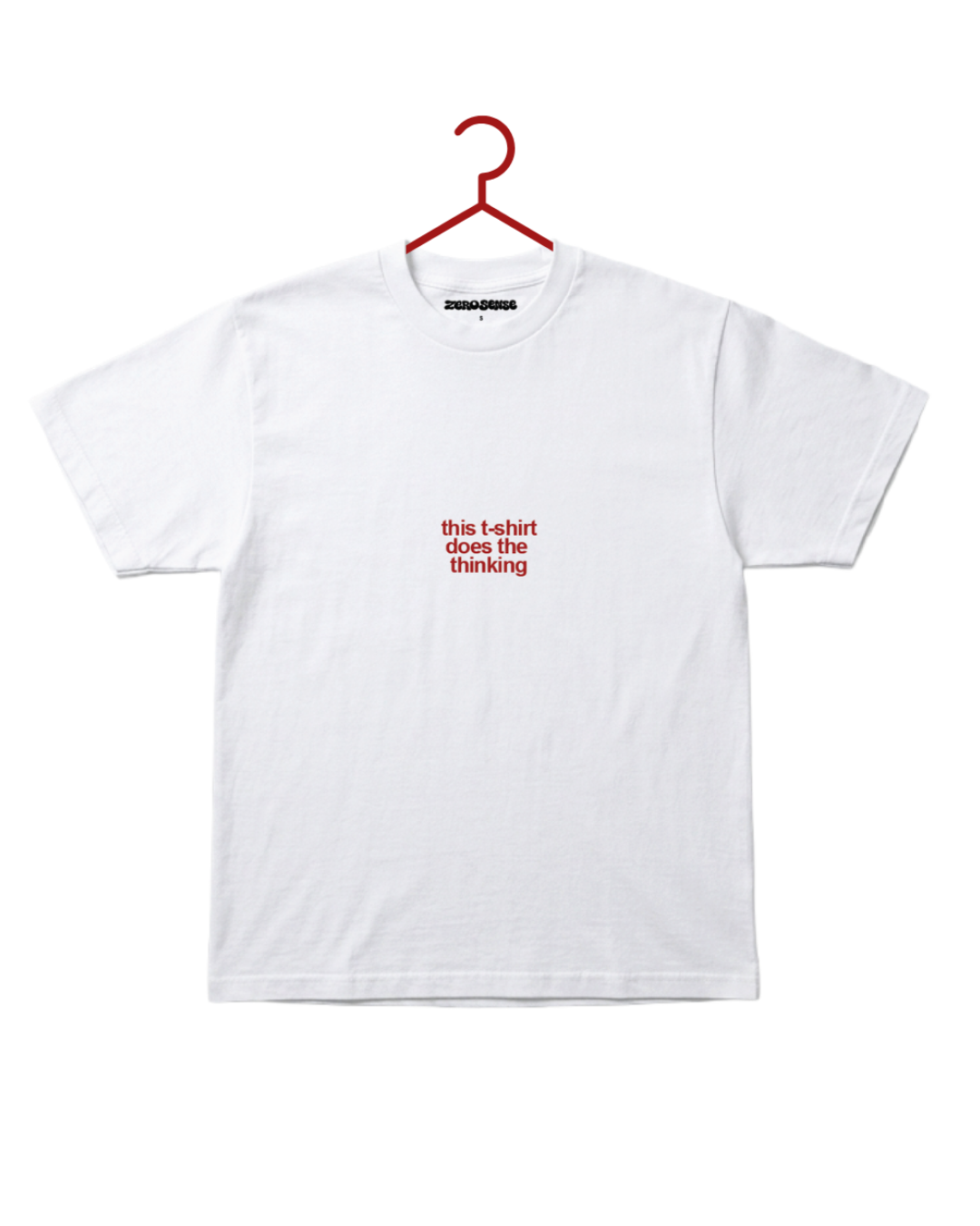 tricou alb oversized streetwear zero sense cu text rosu 